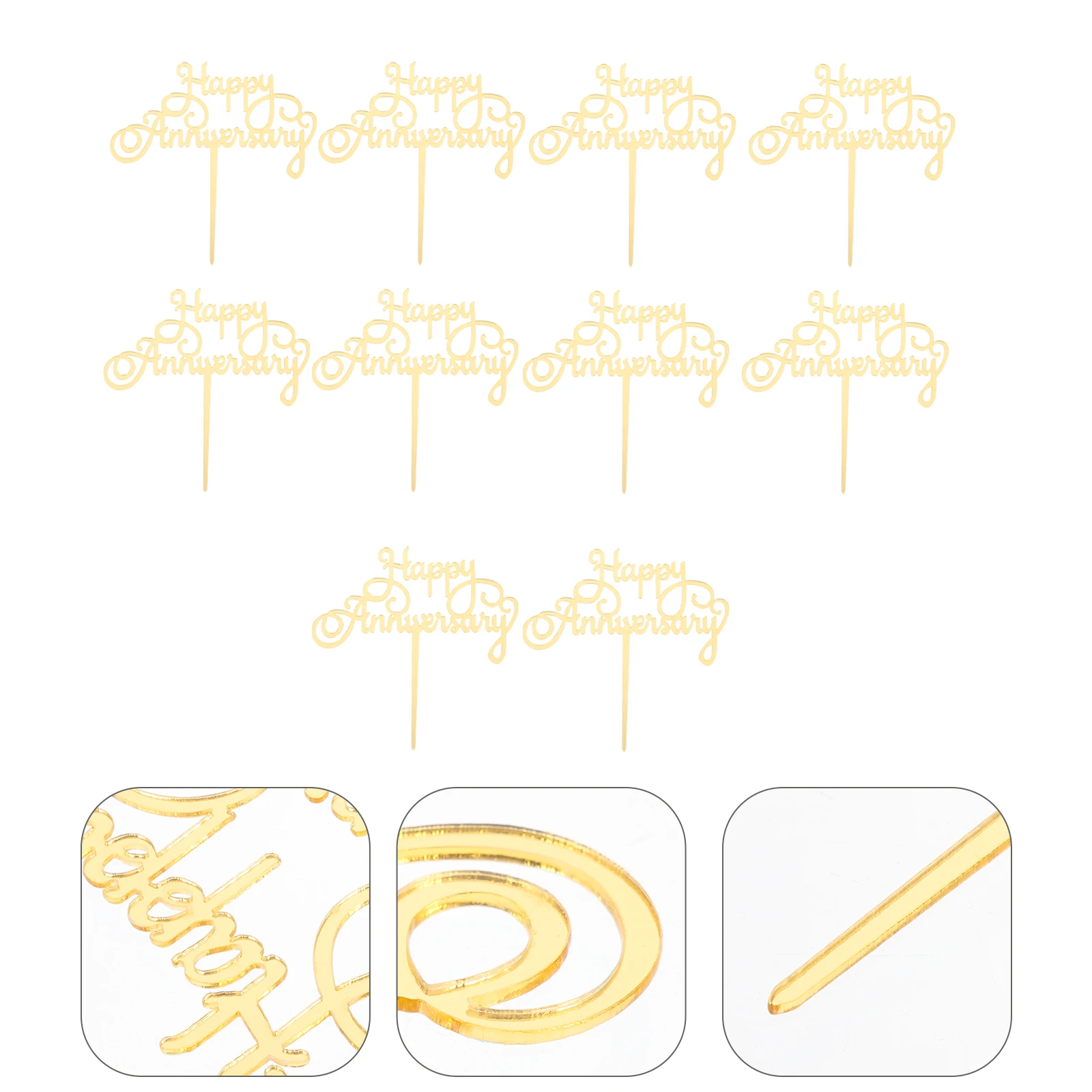 

Acrylic Cake Inserts Wedding Anniversary Decorative Toppers Birthday Cupcake Props Golden Elegant Lightweight Indoor