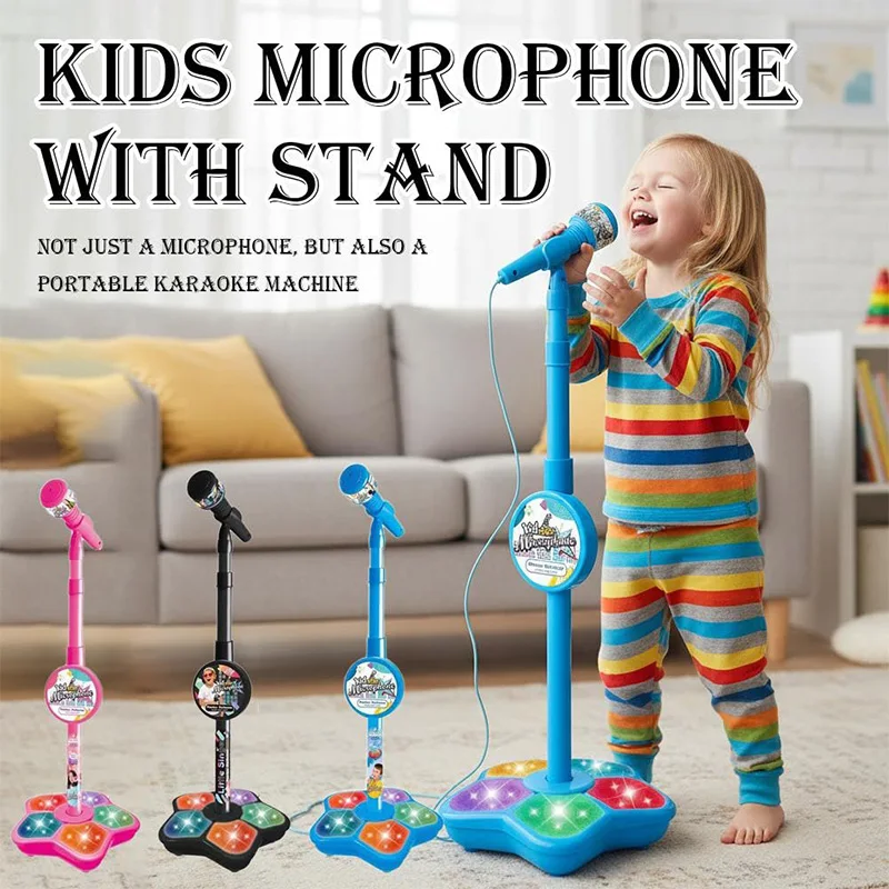 Generic Kids Microphone With Stand Kid Karaoke Machine For Girls Kid Microphones For Singing Musical Toy For Fun Sound Effects