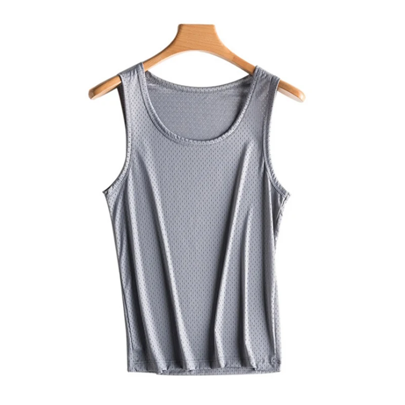 Men\'s Casual Tank Summer Bodybuilding Fitness Muscle Singlet Man\'s Clothes Sleeveless Slim Fit Vest Mesh Quick-Drying Vest Hot