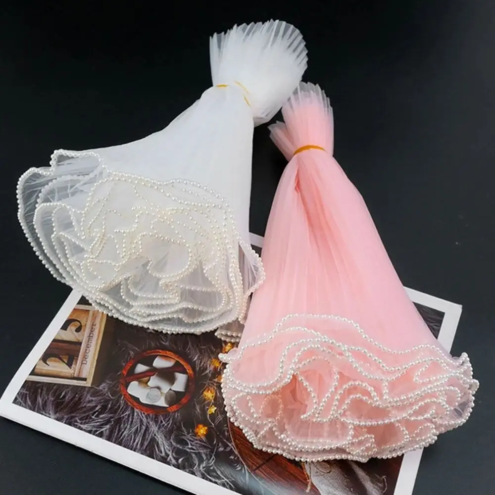 1Pcs Pearl Lace Flower Wrapping Cloth Wave Yarn Florist Gift Wrapping Mesh Handmade Bouquet 28cmx450cm Gift Packaging Paper