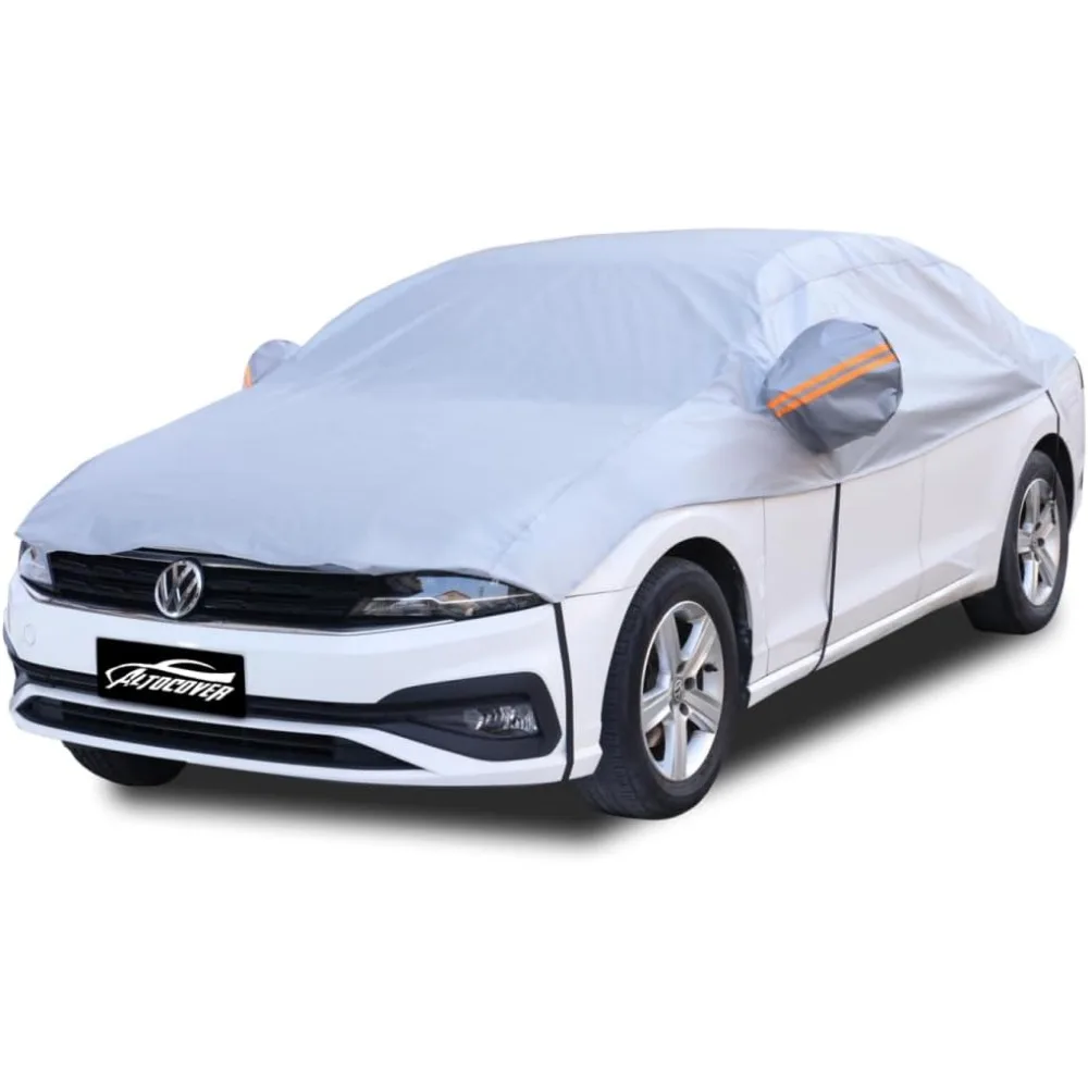 

Universal Half Car Cover with Cotton Liner - Waterproof All-Weather Protection for Snow, Sun, Rain, Dust