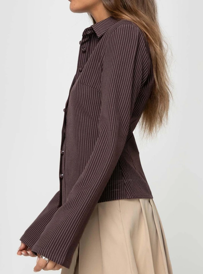 Cárdigan con botones y cuello elegante para mujer, camisa de manga larga ajustada, Top a rayas versátil, informal, moda de otoño e invierno, 2025
