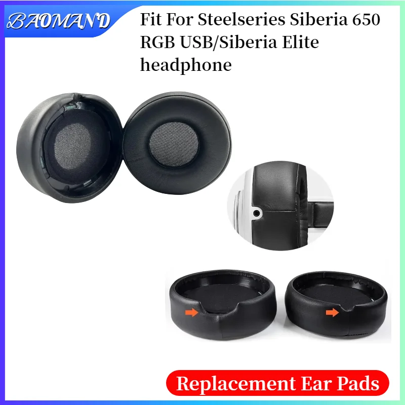 

Ear Pads Cover for Steelseries Siberia 650 RGB USB/Siberia Elite Headphones Replacement Ear Cups， Ear Cover Earpads