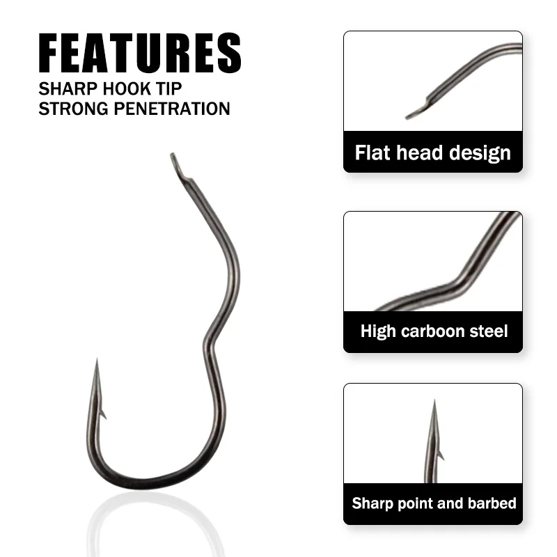 Black Carbon Steel Fishing Hooks with Barbs - Anti-Slip, Secure Grip for Hunting & Fishing