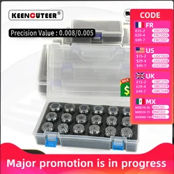 Juego ER Collet de alta precisión 0.008/0.005 ER11 ER16 ER20 ER25 para fresado, rectificado, tallado y otros procesos, 1 Juego