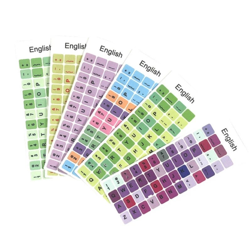 DN59 2 قطعة ملصقات لوحة المفاتيح الإنجليزية معكرون اللون لوحة مفاتيح الكمبيوتر المحمول لملصق المفاتيح
