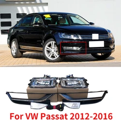 CAPQX For VW Passat 2012-2016 Front Bumper Fog Light Foglamp Frame Cover Hood with Wiring Harness Kits Foglight Fog Lamp Assy