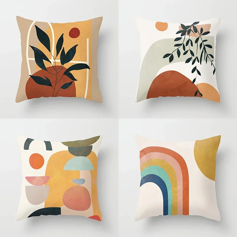 45*45cm Modern Simple Abstract Cushion Cover Plant Leaf Geometric Pillow Sofa Office Seat Home Decoration