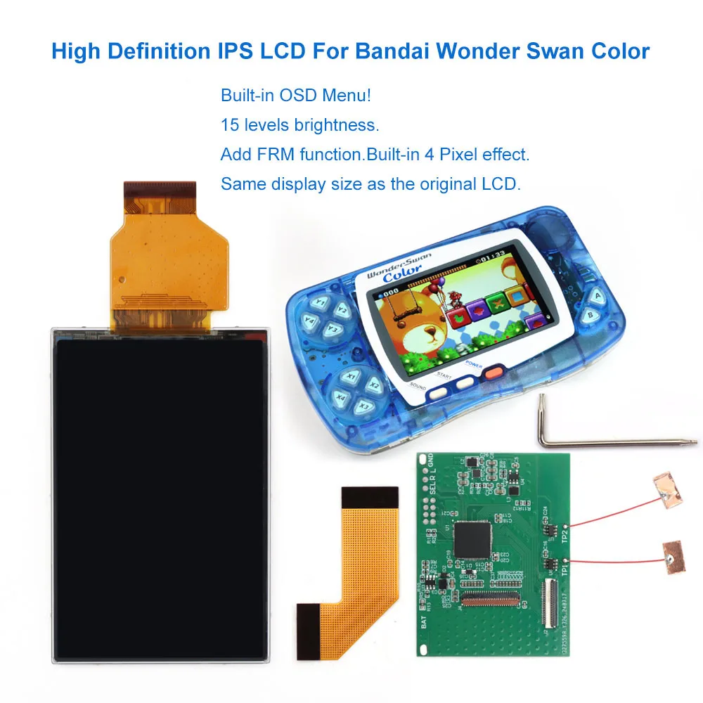 

WSC Hightlight IPS LCD Screen Kit Backlight Brightness For Bandai WonderSwan Color For Wonder Swan Color Game Console