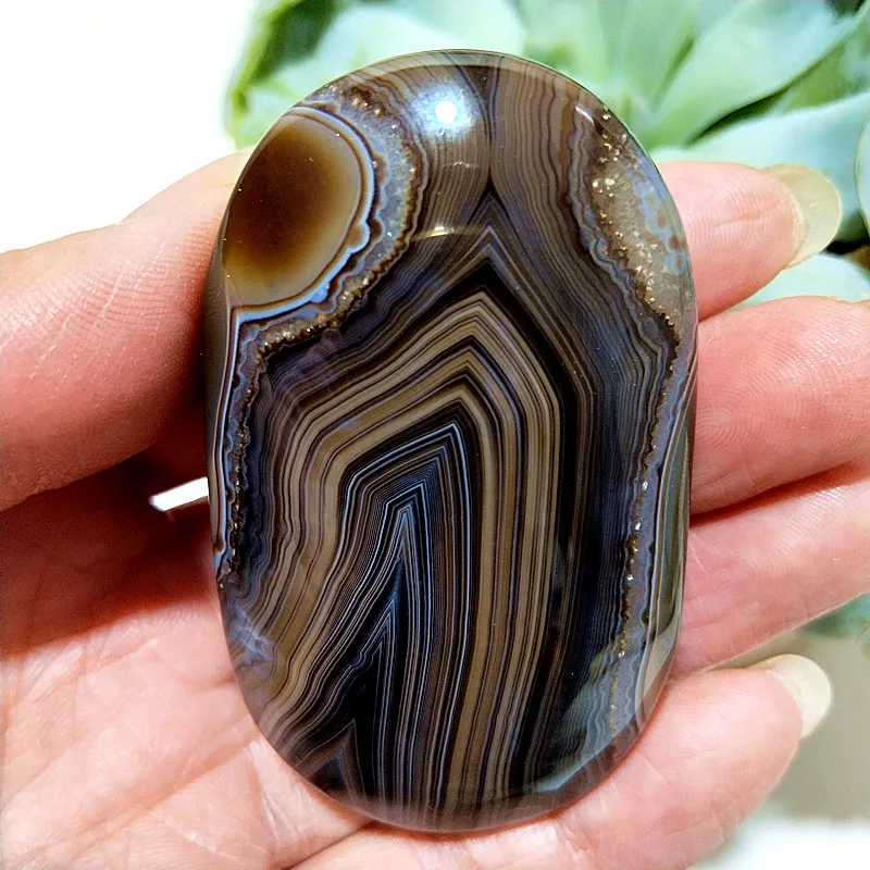 Pierre naturelle Sardonyx, agate grise, palmier, sorcellerie, méditation, guérison énergétique, cristaux Feng, décorations de chambre