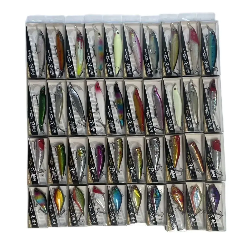 Mixed Lots of 40pcs 6.5cm 7cm 9.5cm 11cm Minnow Pencil Popper VIB Hard Fishing Lures Multi Colors