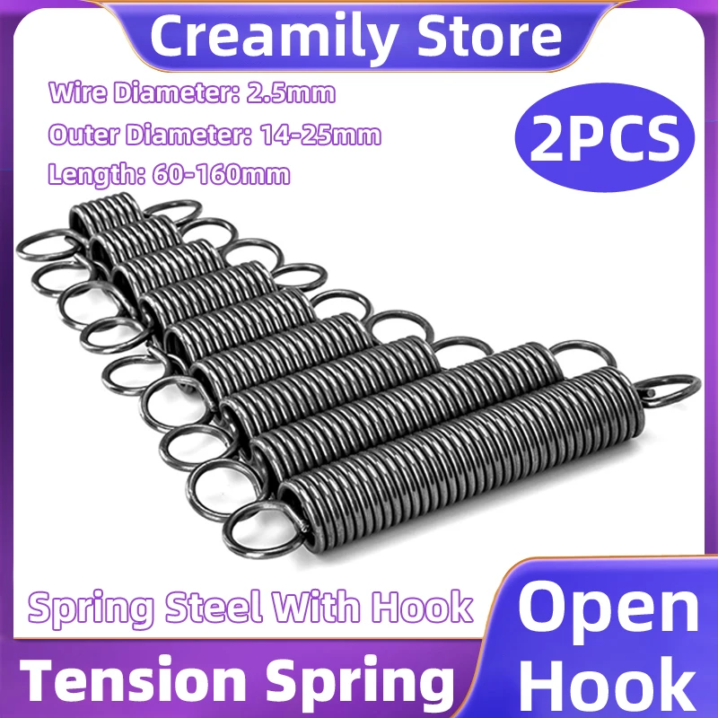 

Creamily2/3/5PCS Spring Steel Tension Spring Closed Hook Cylindroid Helical Pullback Extension Coil Support Customization