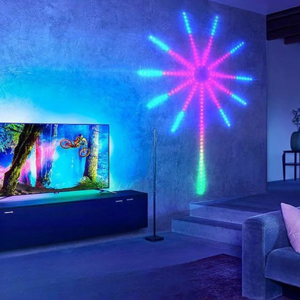 الألعاب النارية الذكية LED قطاع أضواء RGBIC بلوتوث التحكم عن بعد ضوء النيون ضوء الغلاف الجوي للمهرجانات أو الحفلات