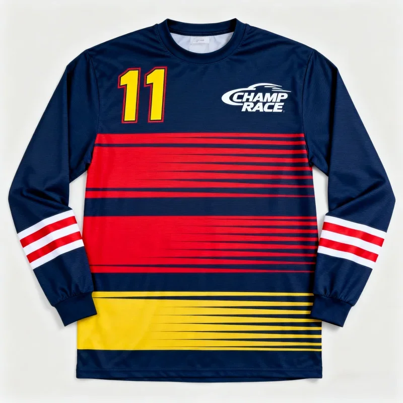 

3D Printed Number 7 Long - Sleeve Shirts with Vibrant Color Blocks & Racing - Inspired Patterns For Sports Enthusiasts