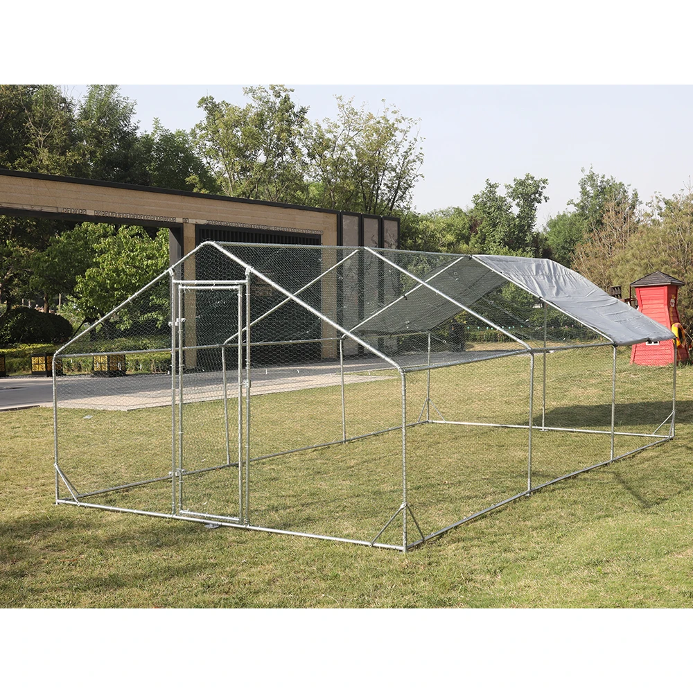 

Large Metal Chicken Coop Walk-in Poultry Cage Hen Run House Rabbits Habitat Cage Spire Shaped Coop with Waterproof