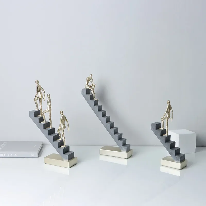 Light luxury entrance abstract character thinker ornament living room office desktop staircase decoration ladder decoration