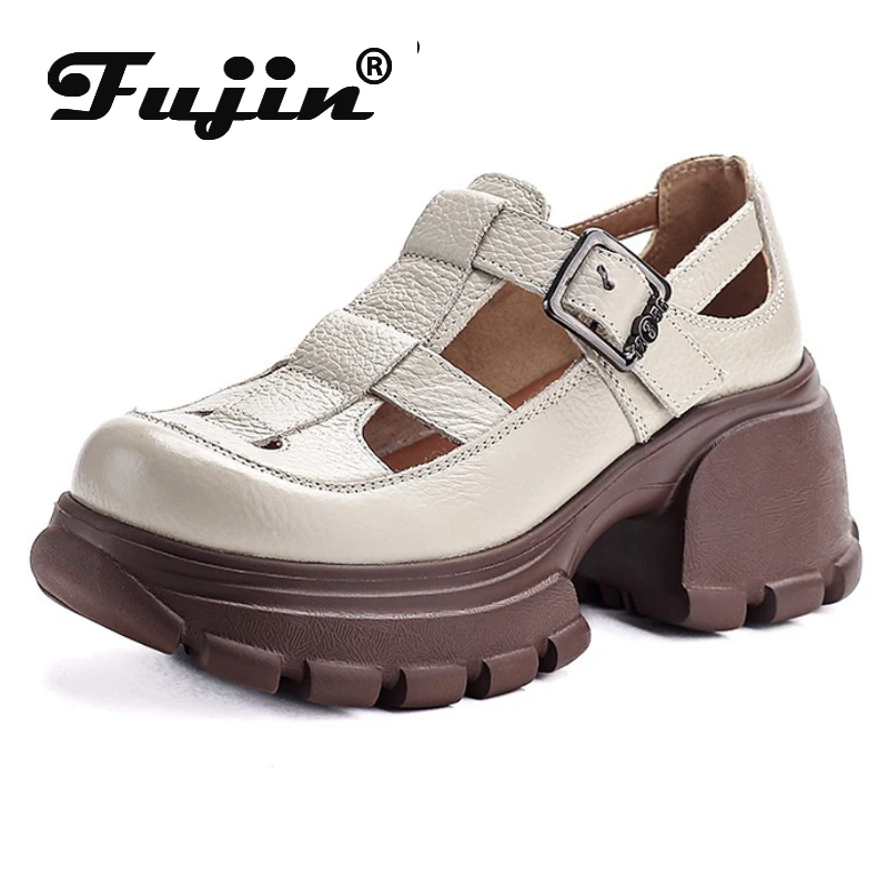 

Koznoy 5cm Weave Ethnic Cow Genuine Leather Women Flats Hook Fashion Shoes Breathable Hollow Hook Summer Ankle Booties Sandals