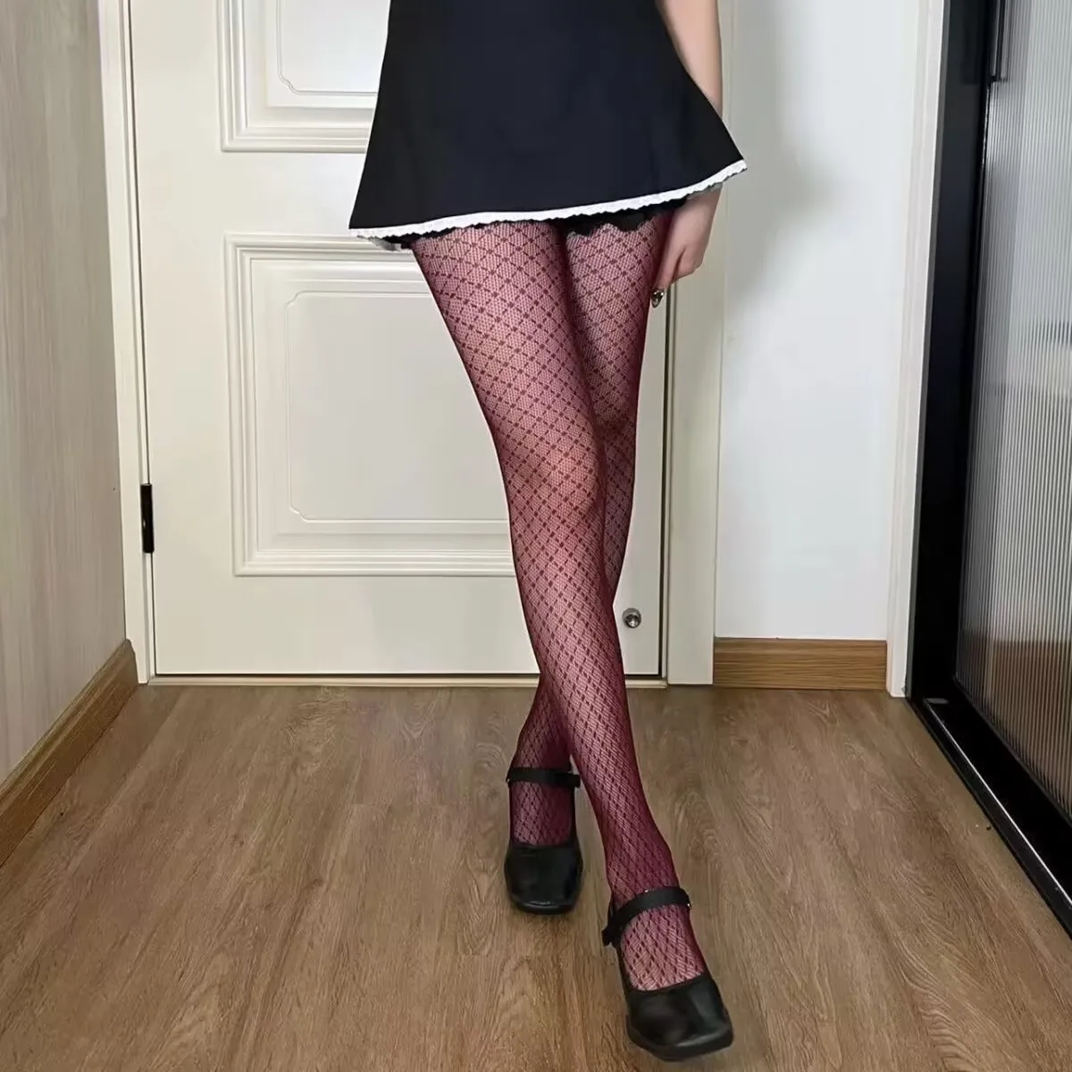 Sexy Geometry Tights Sheer Openwork Jacquard Lace Fishnet Pantyhose Women Fashion Design Stretch Mesh Stockings Elastic Leggings