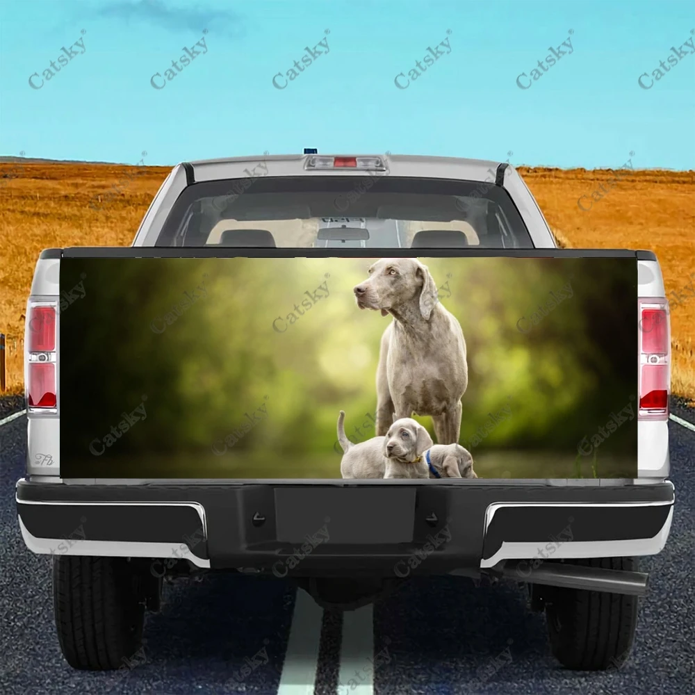 Animal Gray Weimaraner Car Tail Trunk Protect Vinly Wrap Sticker Decal Auto Hood Decoration Engine Cover for SUV Off-road Pickup