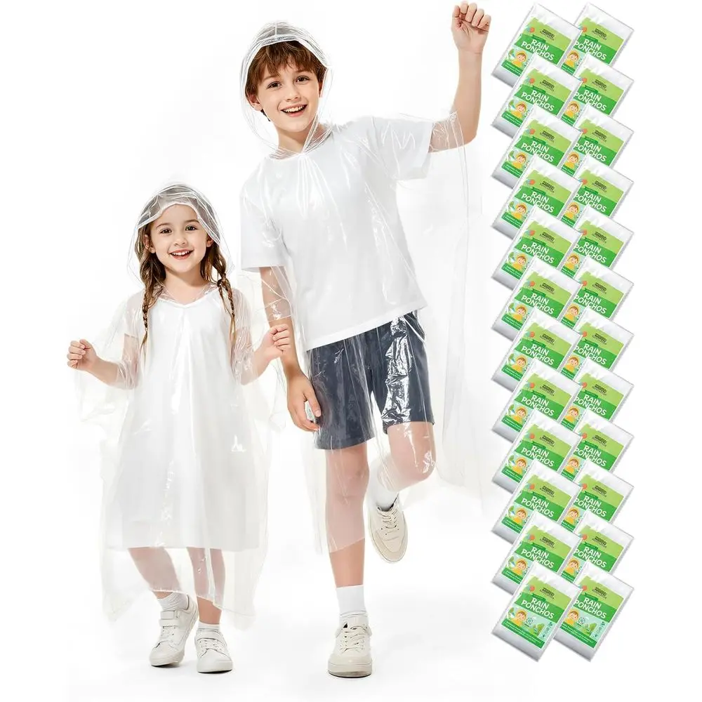 

Детские дождевики Hitituto Rain Ponchos amily Pack – набор из 6/12/24 одноразовых пончо с капюшоном, прозрачные и разных цветов, наборы для выживания дома