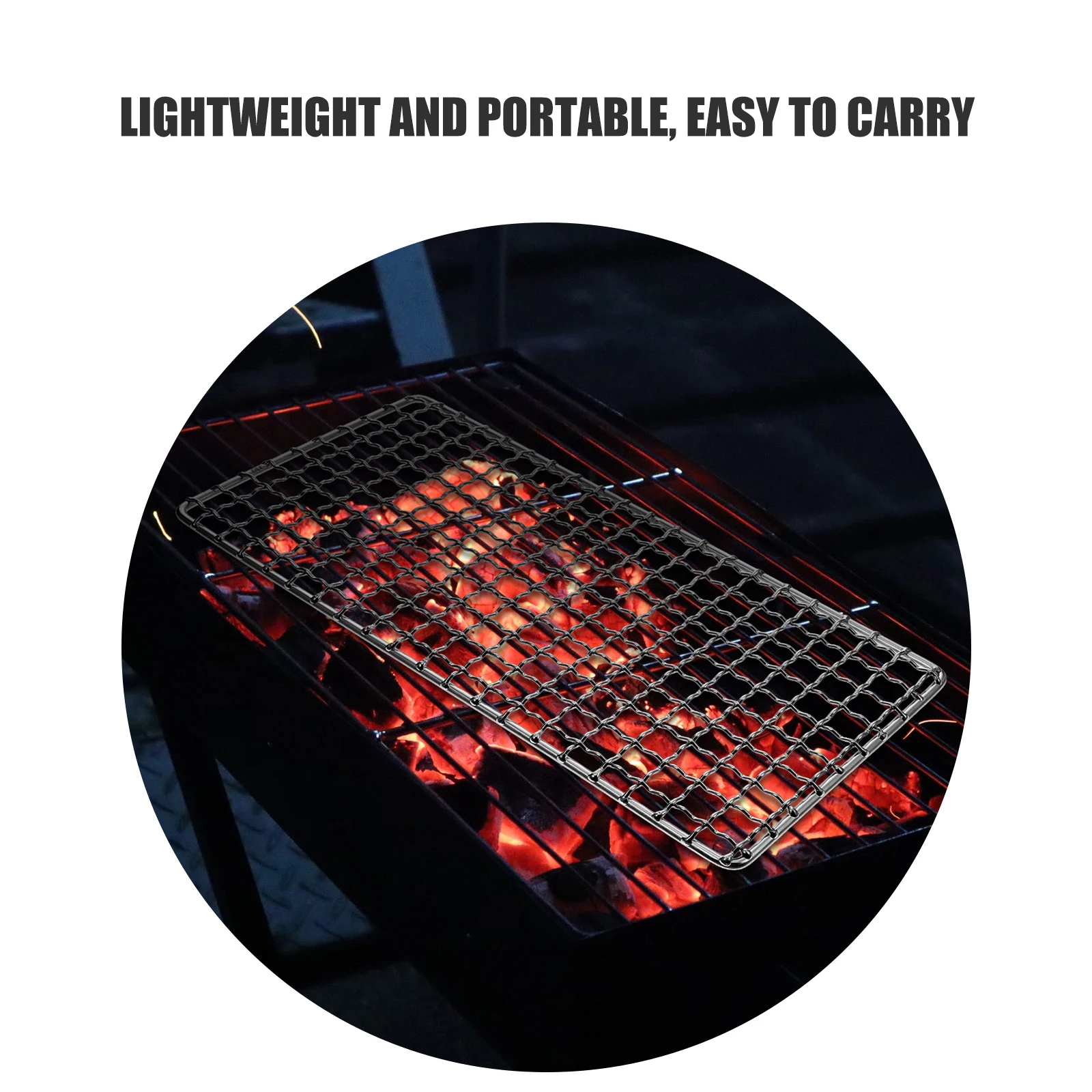 

1 Set of Food Grade Stainless Steel Grill Mesh Lightweight Outdoor Barbecue Accessory Professional Multi-function Baking Net
