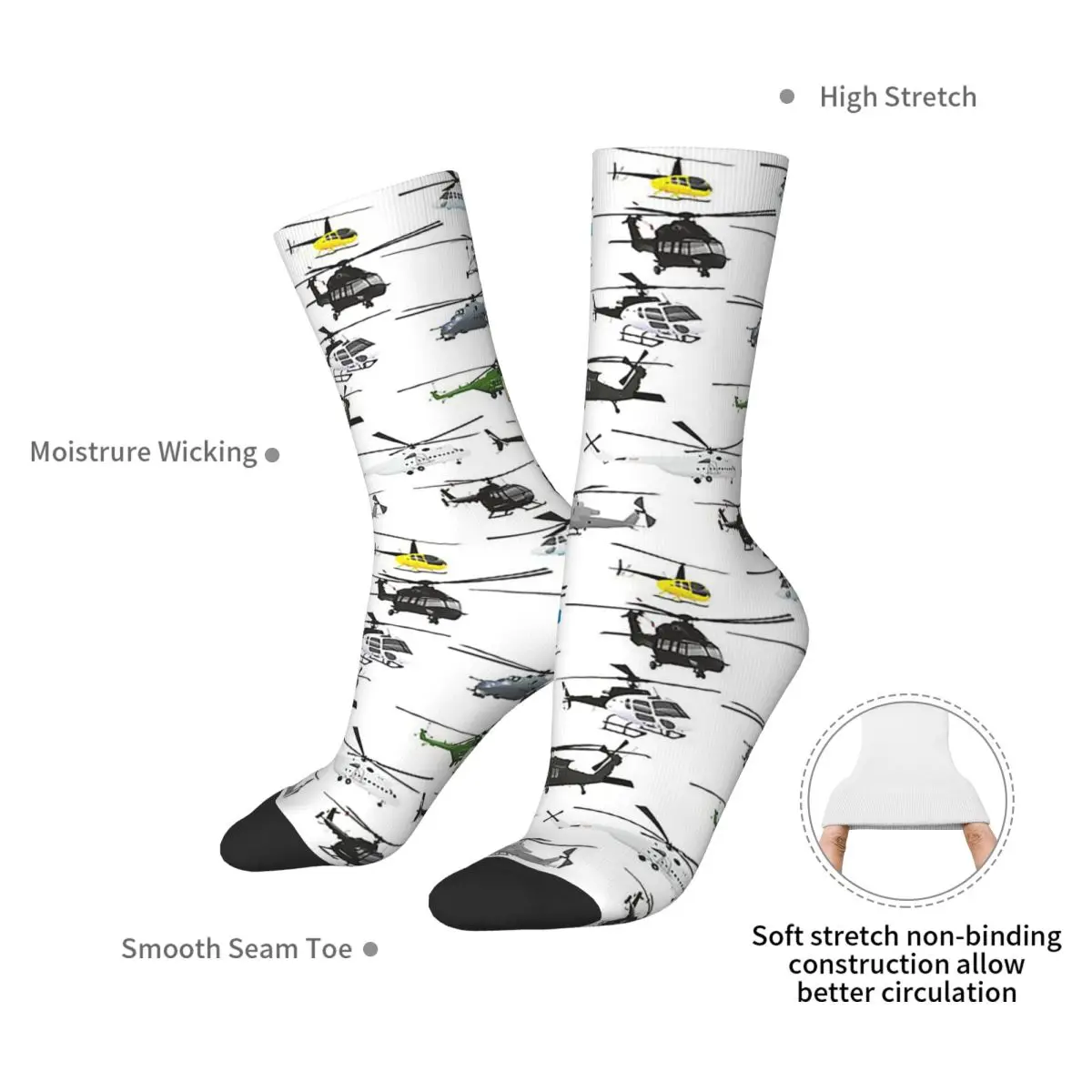 Носки с несколькими вертолетами, супер мягкие чулки в стиле Харадзюку, всесезонные длинные носки, аксессуары для мужчин и женщин, подарки