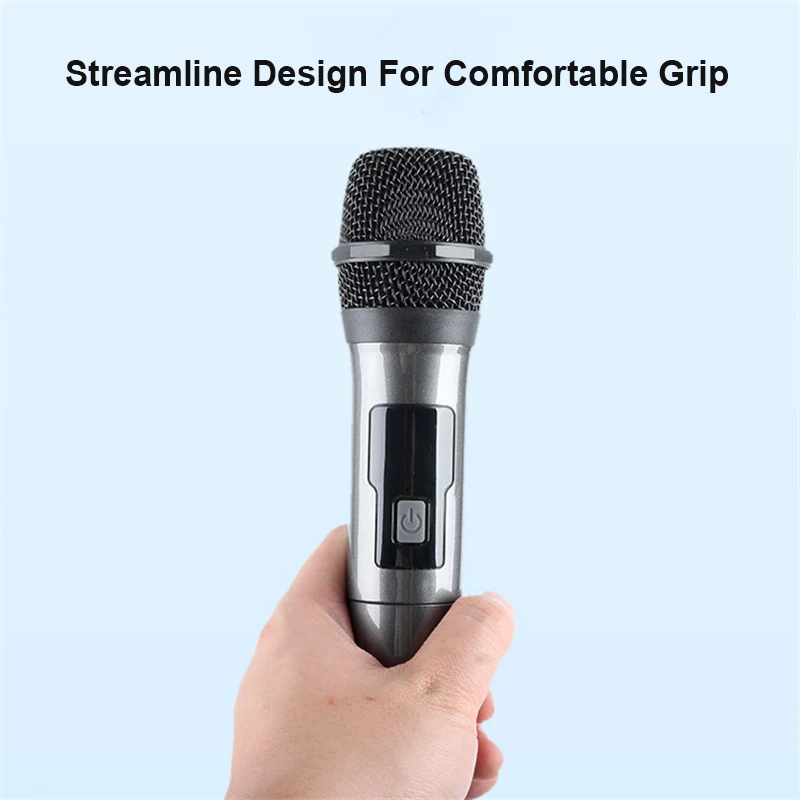 UHF Wireless Dual Handheld Dynamic Microphone Karaoke Microphone with Rechargeable Receiver for Wedding Party Speech Church Club