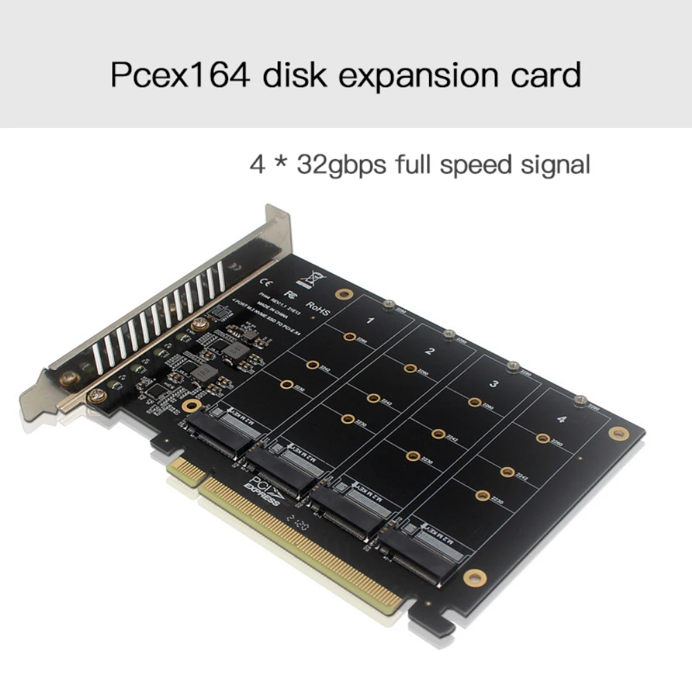 Pci-e X16 4-disk Expansion Card High Speed Stable 32gbps Office Accessories Array Card Portable Multifunctional Expansion Card