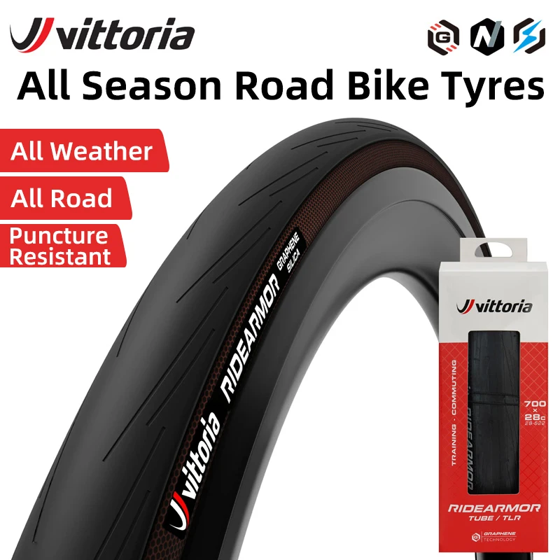 

Vittoria RIDEARMOR Tubeless-Ready Road Bicycle Tires Anti Puncture Multi-layer Nylon 100 TPI casing Road Bike Tire 700x26/28/30C