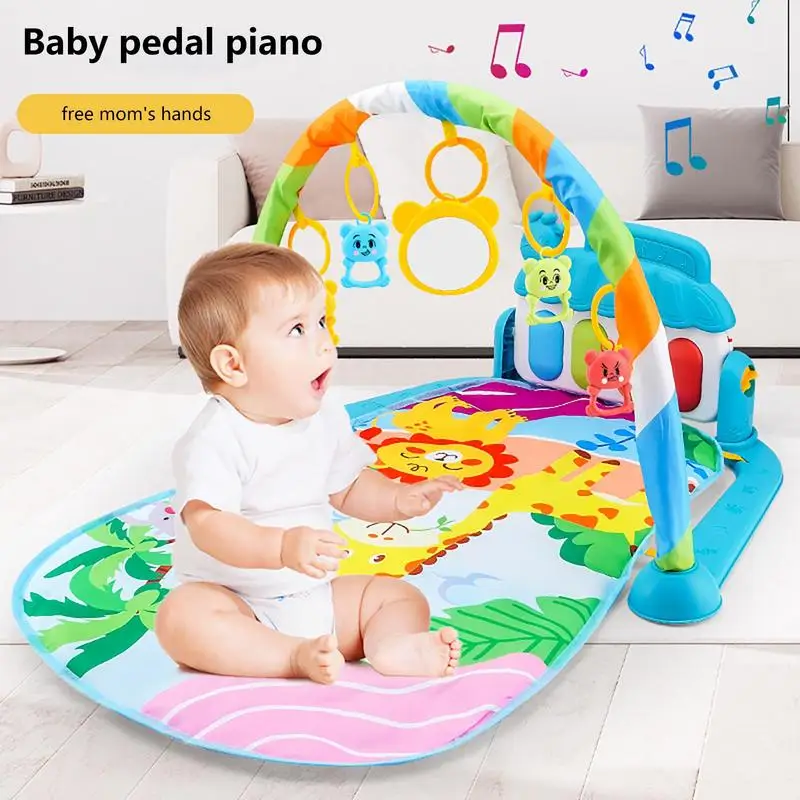 Toddler Gyms Playmats Colorful Toys And Music 5 In-1 Activity Gym Non-Slip Play Mat Activity Gym For Toddler Piano Tummy Times