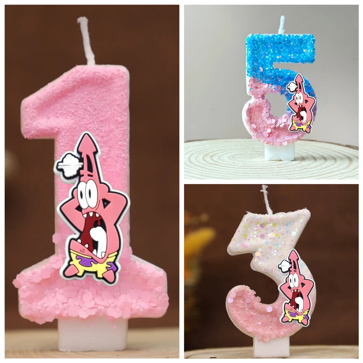 Cute Spongebob Candle Number 0-9 Kids Birthday Cake Decoration Supplies Cute Cartoon Anime Party Accessories Supplies