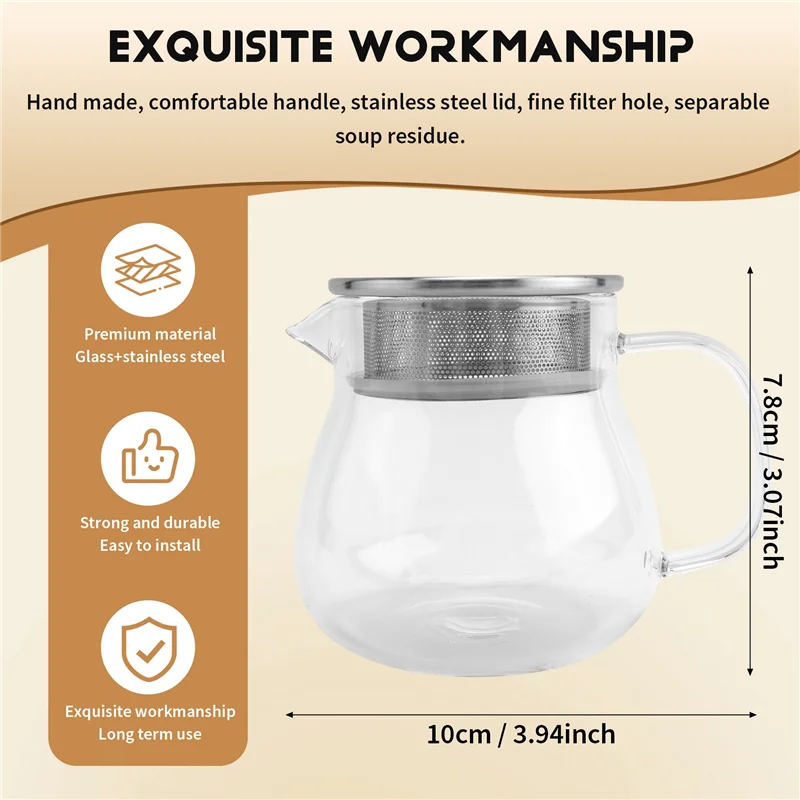 Hitze beständige Kaffeekanne Hand brauerei Kaffeekanne Stahl abdeckung transparente Sharing Pot Glas brüh kanne mit Griff