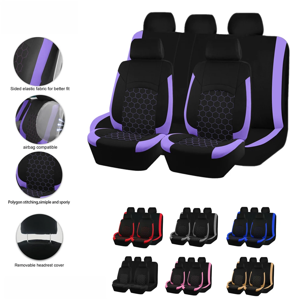 AUTOKINIG Football PatternCar Seat Covers Fit For Most Car Suv Truck Vans With Hexagonal Embroidery Car Accessories Interior