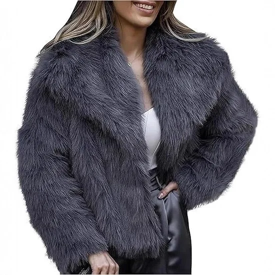 

2025 Winter Women Artificial Fur Outwear High Quality Big Furry Collar Plush Female Mink Fur Coat Thick Warm Lady Faux Fur Coat