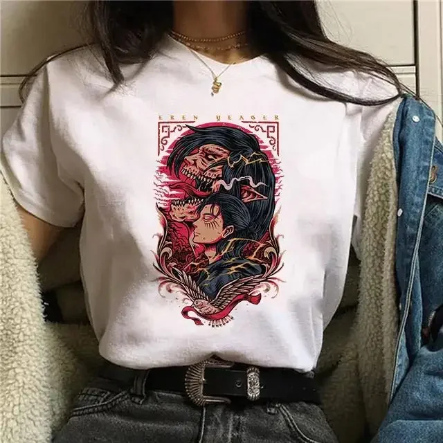 

Print T Shirt Attack on Titan Final Season 4 T Shirt Women Anime Shingeki No Kyojin Eren Yeager Cotton Tops Unisex Tops