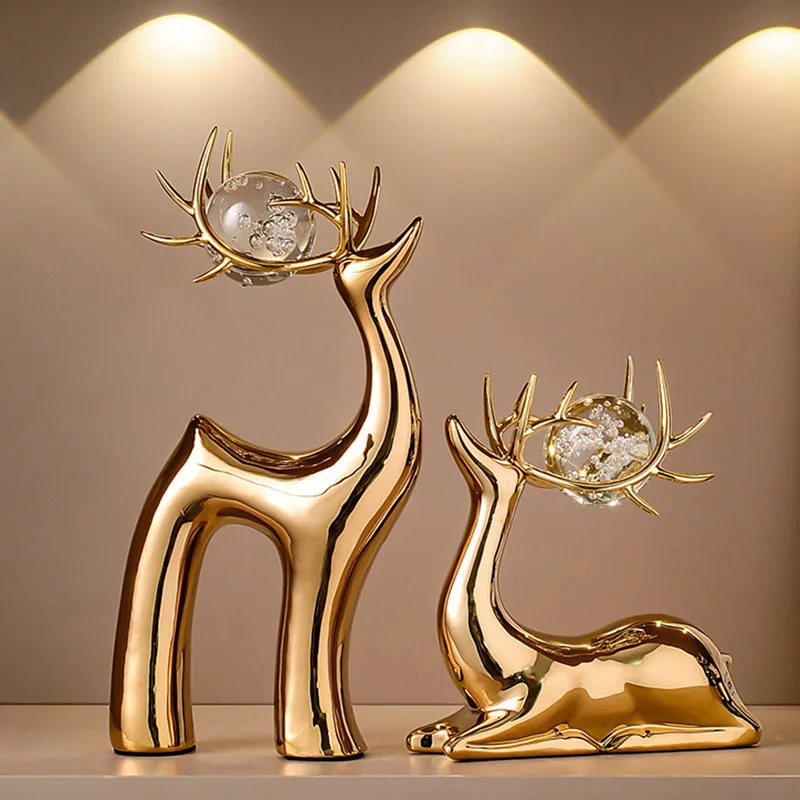 

Европейская элегантная роскошная керамическая декоративная фигурка лося – украшение для дома, гостиной, винного шкафа, тумбы под телевизор, лобби отеля