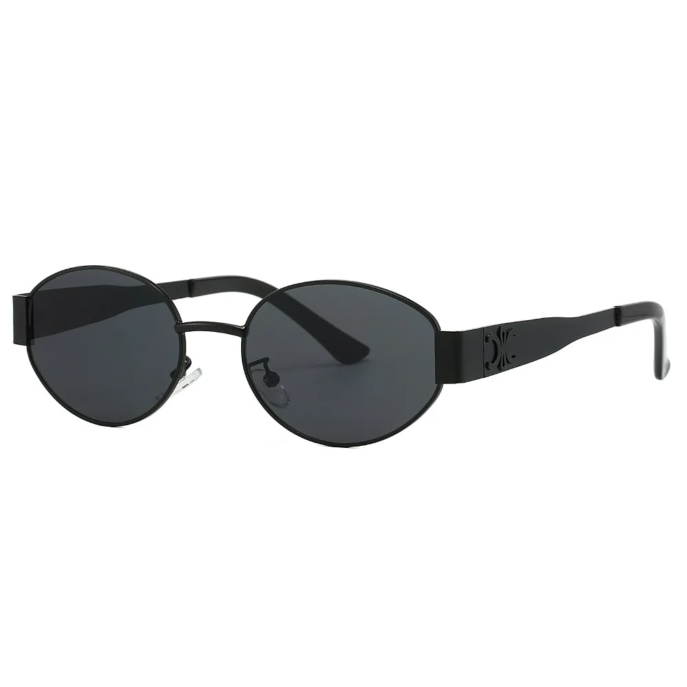 Gafas de sol de marca de Metal de lujo para hombres y mujeres, gafas de sol de moda de diseñador, ovaladas, elegantes, UV400