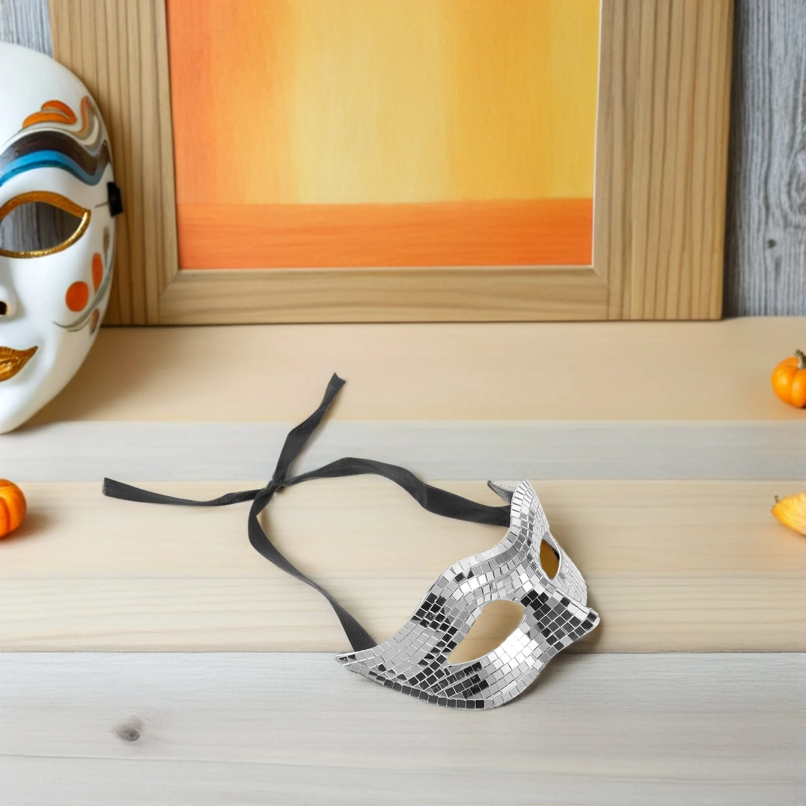 قناع وجه على شكل كرة ديسكو قناع حفلة عاكس أسود للأزواج حفلة تنكرية كرنفال ماردي غرا تحت عنوان زي الحدث للرقص