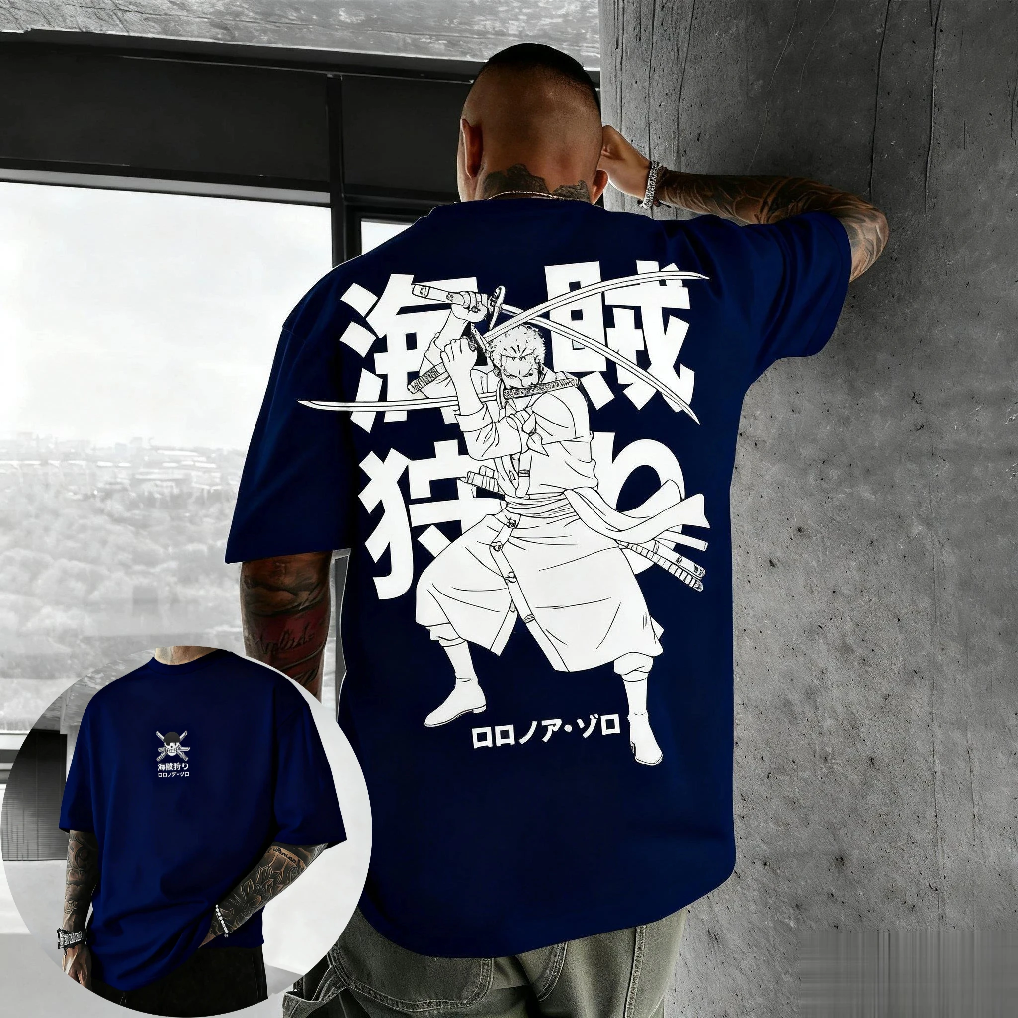 Oversized Vintage One Piece Zoro Anime Men T Shirt Graphic Tee Women Short Sleeve Streetwear Casual Tops New Summer Trendy Y2k