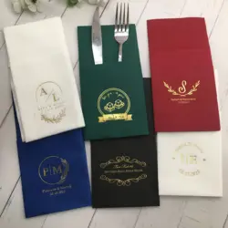 50pcs Personalized Wedding Engagement Dinner Napkins Anniversary Birthday Party Bridal Shower Table Decoration Custom Bar Napkin