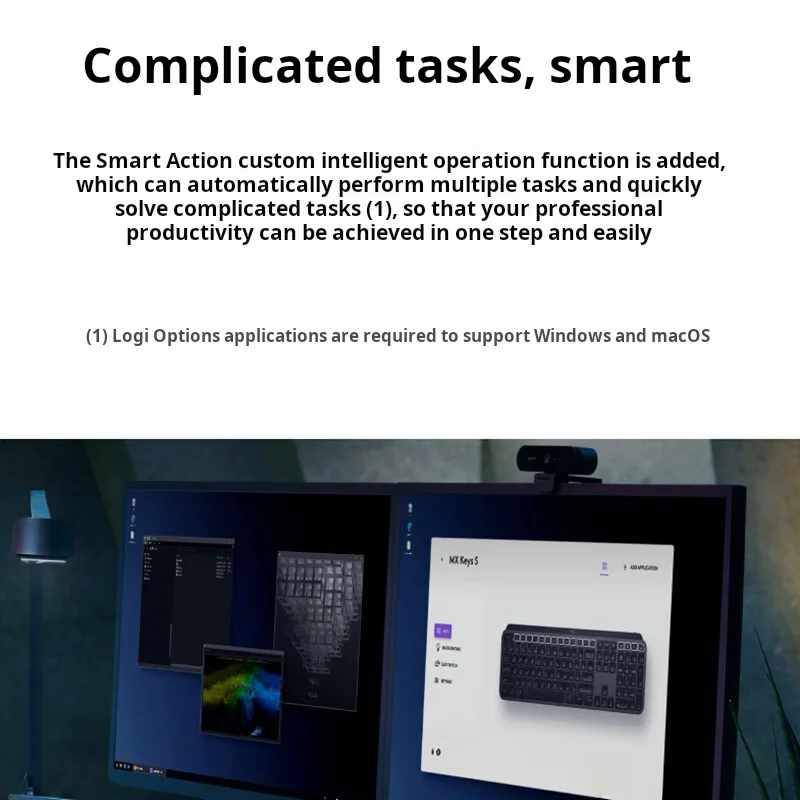 Logitech MX Keys S Wireless Bluetooth keyboard  Ultrathin fullsize ergonomic intelligent backlit preset commands upgrade