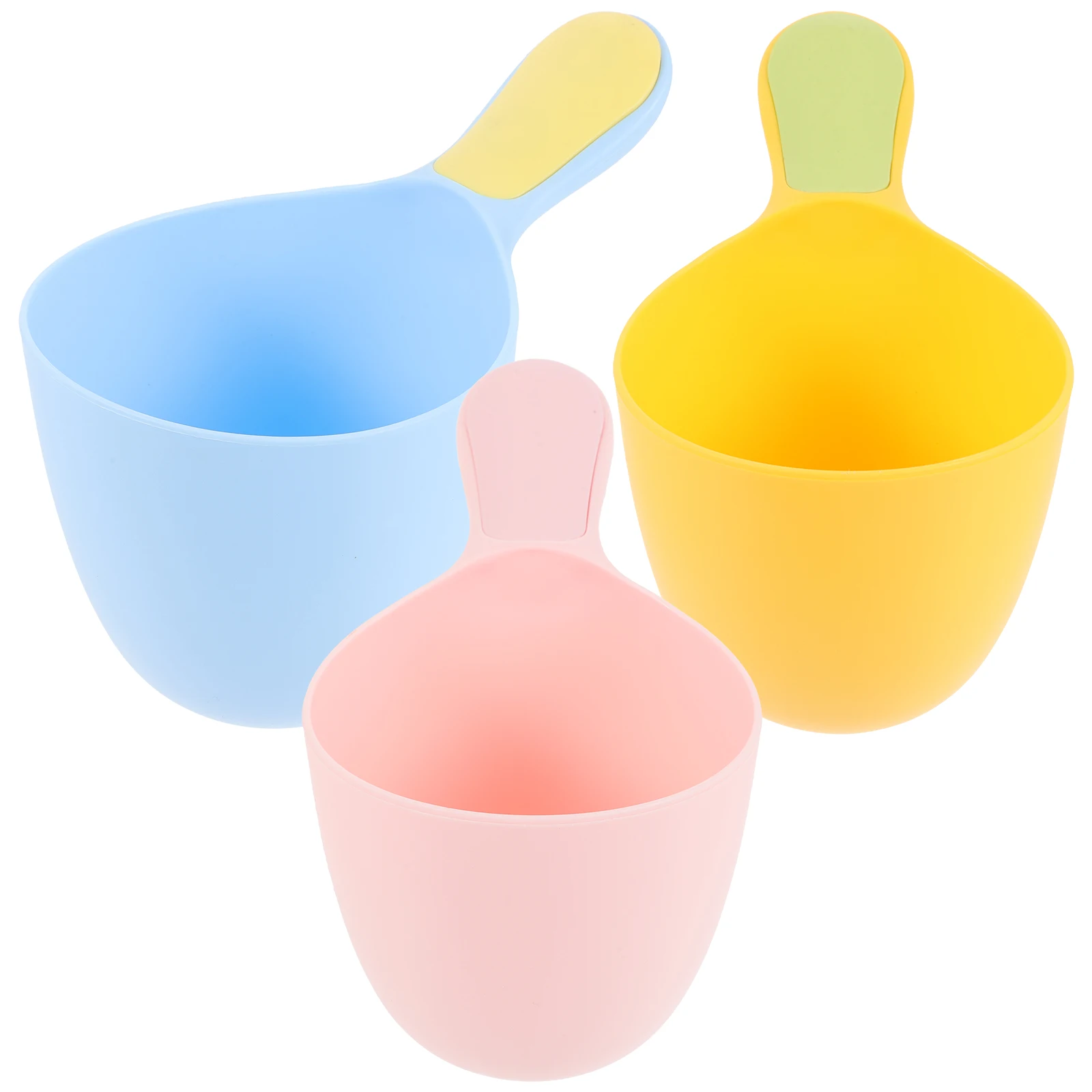 

3 Pcs Baby Shampoo Scoop Kids Bath Cups Hair Rinse Ladles Plastic Water Spoon for Child Bathing Toys Yellow