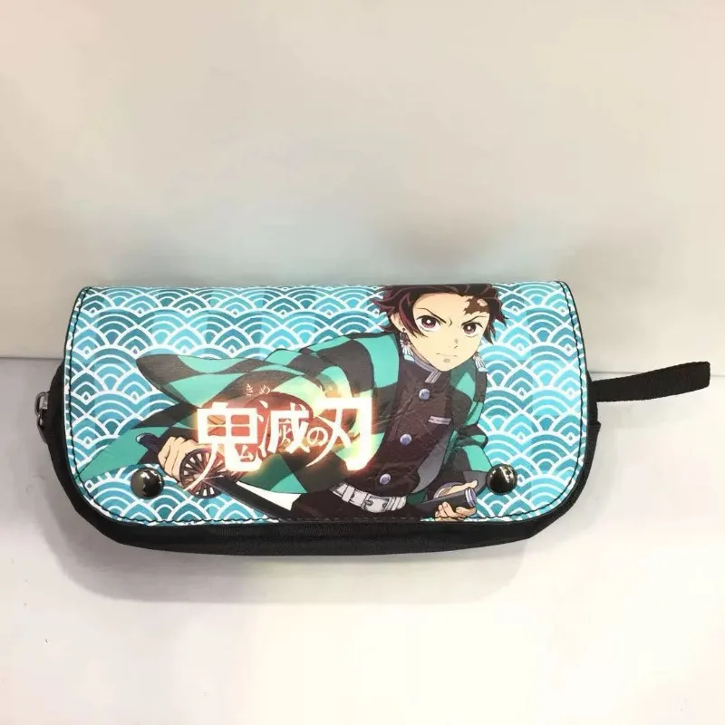 Demon Slayer Pencil Case Double-Layer Large Capacity Storage Tanjiro Kamado Stationery Box Anime Merch Holiday Gift Trendy Toy view 5