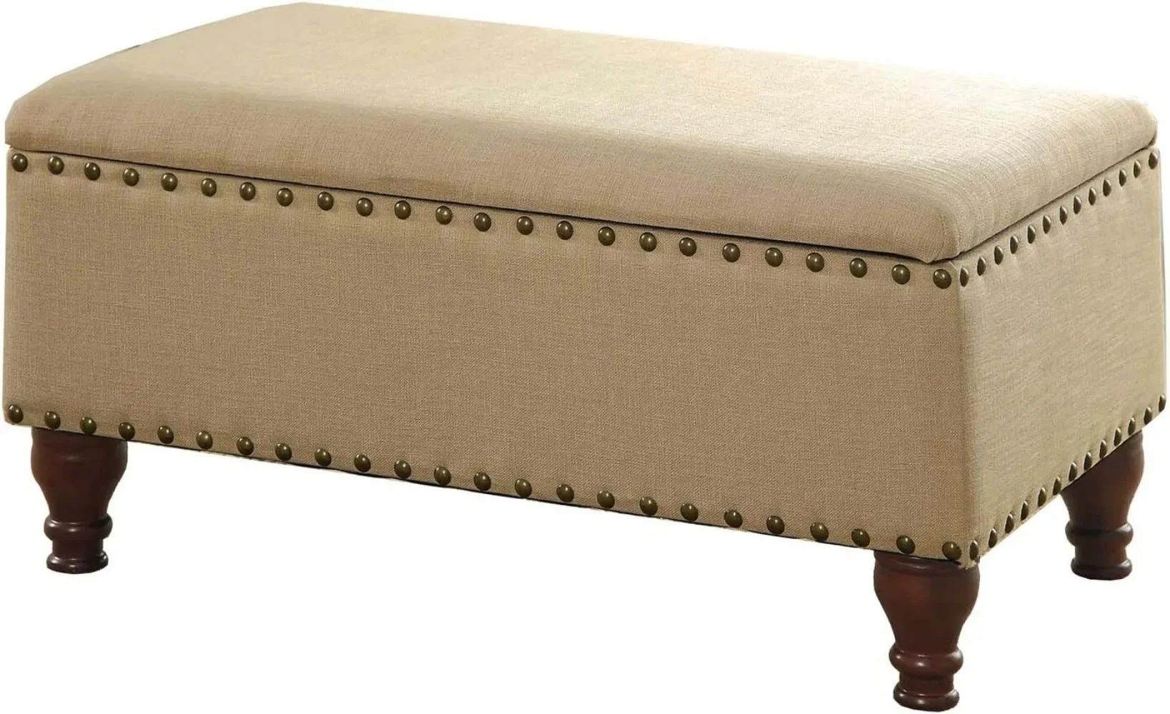 

Homepop Home Decor | Upholstered Storage Bench with Nailhead Trim | Ottoman with Storage for Living Room & Bedroom | Decorative