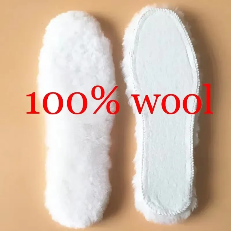 Natural Sheepskin Insoles Winter Real Fur Wool Insoles Men Women Warm Soft Thick Warm Cashmere Snow Boots Shoe Pad