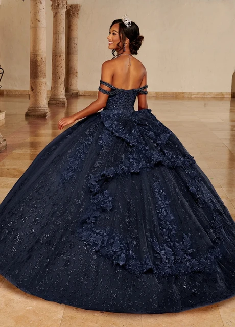 Navy Blue Charro Quinceanera Dresses Ball Gown Off The Shoulder Tulle  Appliques Beaded Puffy Mexican Sweet 16 Dresses 15 Anos - AliExpress