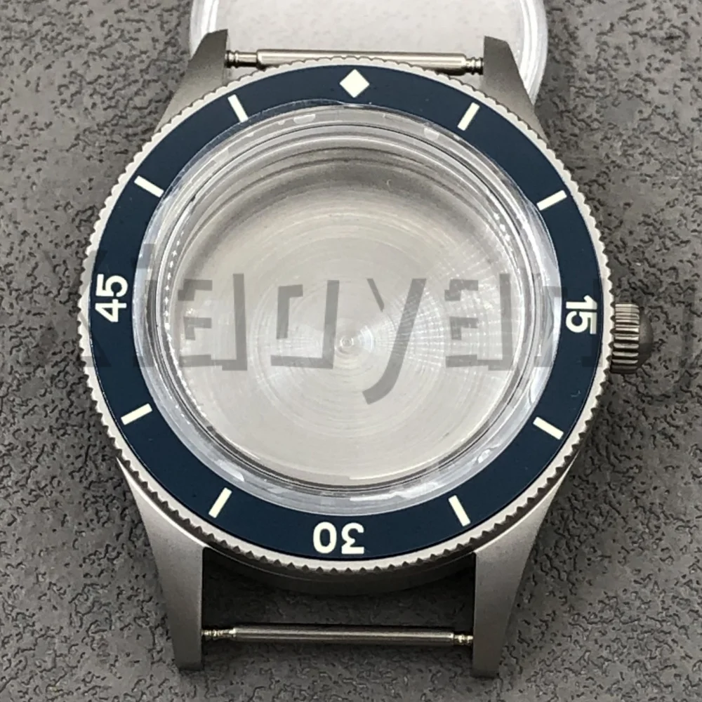 40mm-sandblasted-50-fathoms-watch-case-fit-nh34-nh35-nh36-nh38-nh70-nh72-eta2824-pt5000-domed-mineral-crystal-100m-waterproof