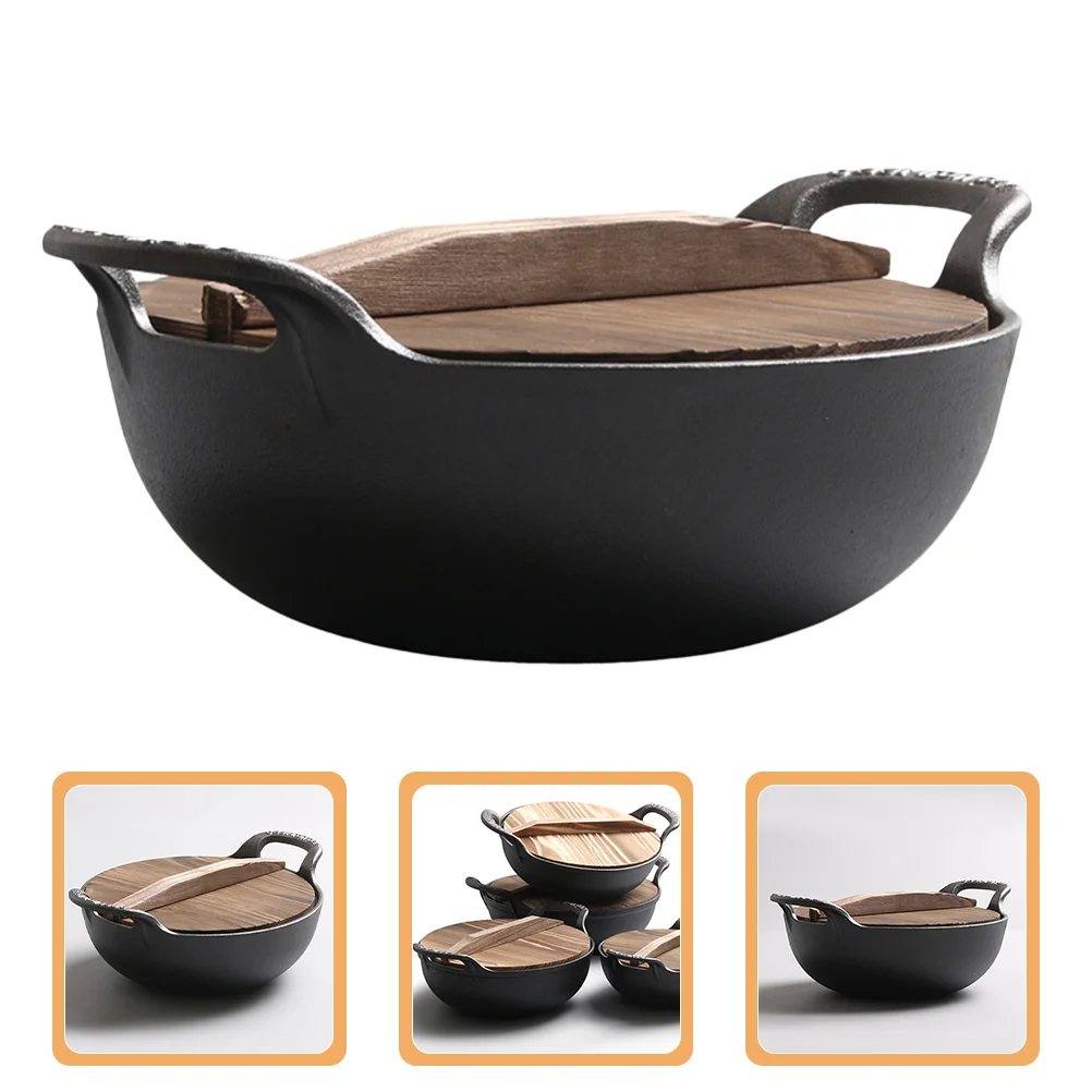 

Iron Saucepan Cast Iron Sauce Pan Stew Pot No Coating Non-stick Cooking Pot Cooking Skillet cast iron skillet