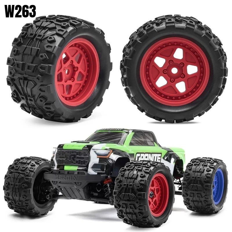 High Grip Rubber 1/18 RC Monster Truck Mega Tooth Tires for Arrma Typhon Granite Grom Mini Granite W263 Off‑Road Crawler Tyres