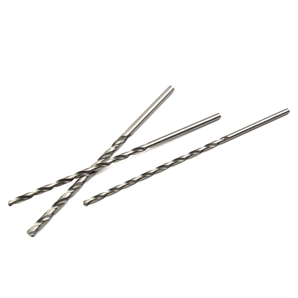Kit mata bor, 2 3 3.5 4 5mm ekstra panjang baja kecepatan tinggi, Set pengganti suku cadang Aksesori Perak 2mm 3mm 3.5mm 4mm 5mm